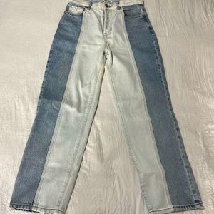 Pac-Sun White and Blue Mom Jeans